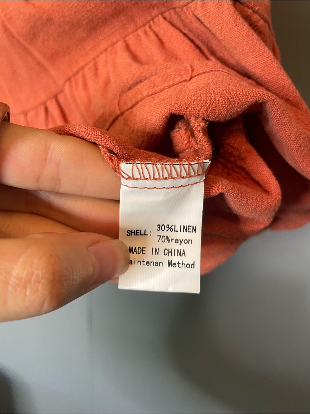 Anrabess Women’s linen Ruffle Hem Tank Top Button up back - Rust size small - Picture 5 of 10